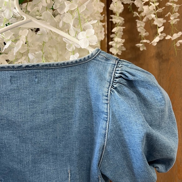 Topshop Blue Denim Crop Top - Picture 8 of 8